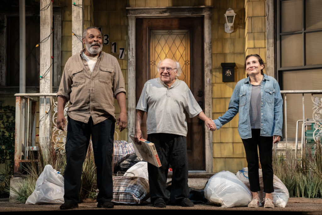 Ray Anthony Thomas, Danny DeVito, Lucy DeVito in I Need That. Photo by Joan Marcus.