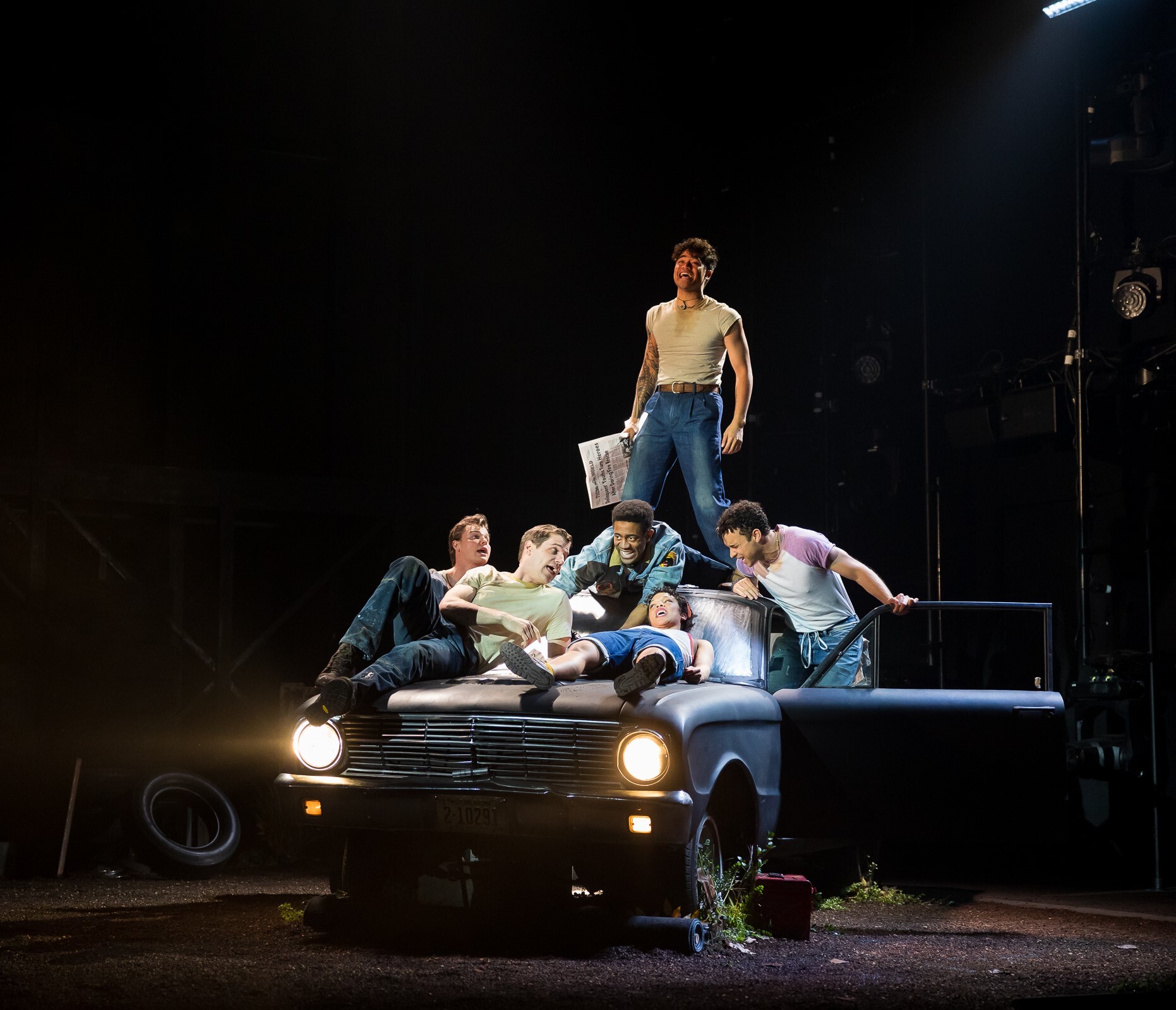 The cast of The Outsiders world premiere production at La Jolla Playhouse. Photo by Rich Soublet II.
