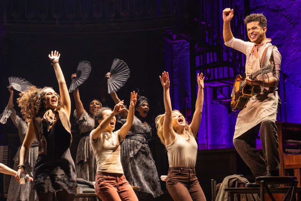 Jordan Fisher and the cast of Hadestown. Photo by Matthew Murphy.