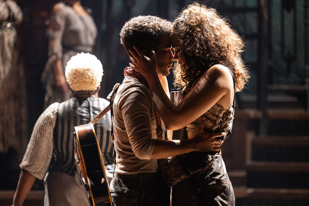 Jordan Fisher and Solea Pfeiffer in Hadestown. Photo by Matthew Murphy.