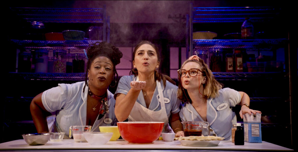 Charity Angél Dawson, Sara Bareilles, and Caitlin Houlahan in Waitress: The Musical. Photo courtesy of Bleecker Street.