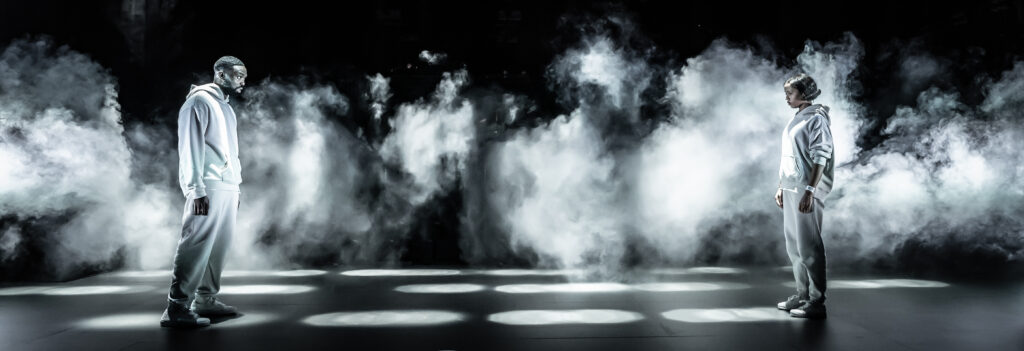Paapa Essiedu and Taylor Russell in The Effect at the National Theatre. Photo by Marc Brenner.