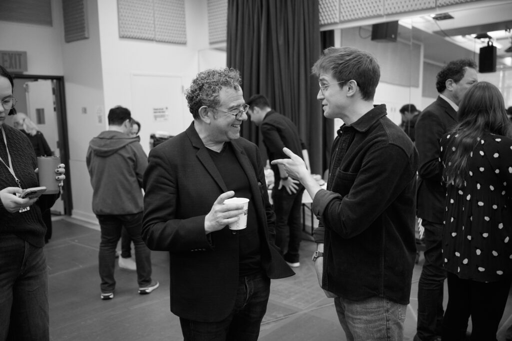 Director Michael Greif and John Cardoza in rehearsals for The Notebook. Photo by Jenny Anderson.