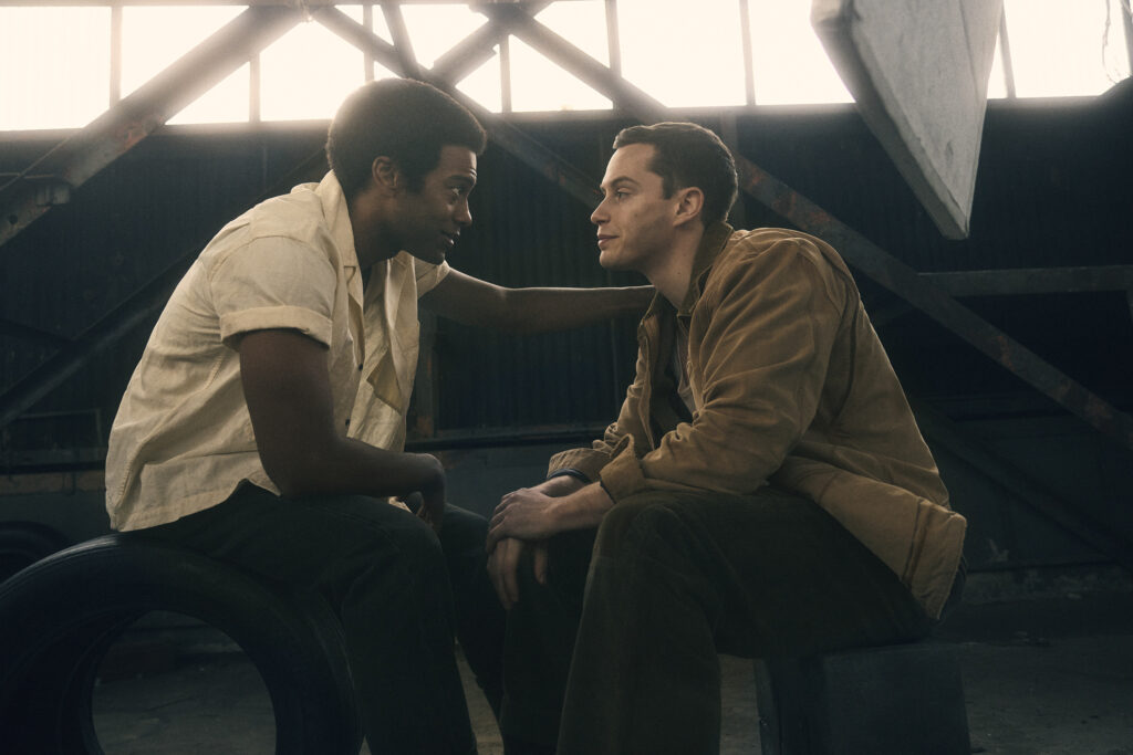 Joshua Boone as Dallas Winston and Brent Comer as Darrel Curtis in <i>The Outsider</i>. Photo by Miller Mobley.