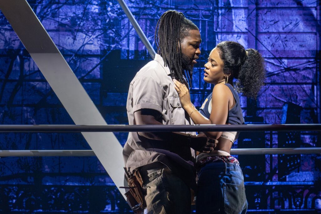 Chris Lee and Maleah Joi Moon in the Public Theater production of Hell's Kitchen. Photo by Joan Marcus.