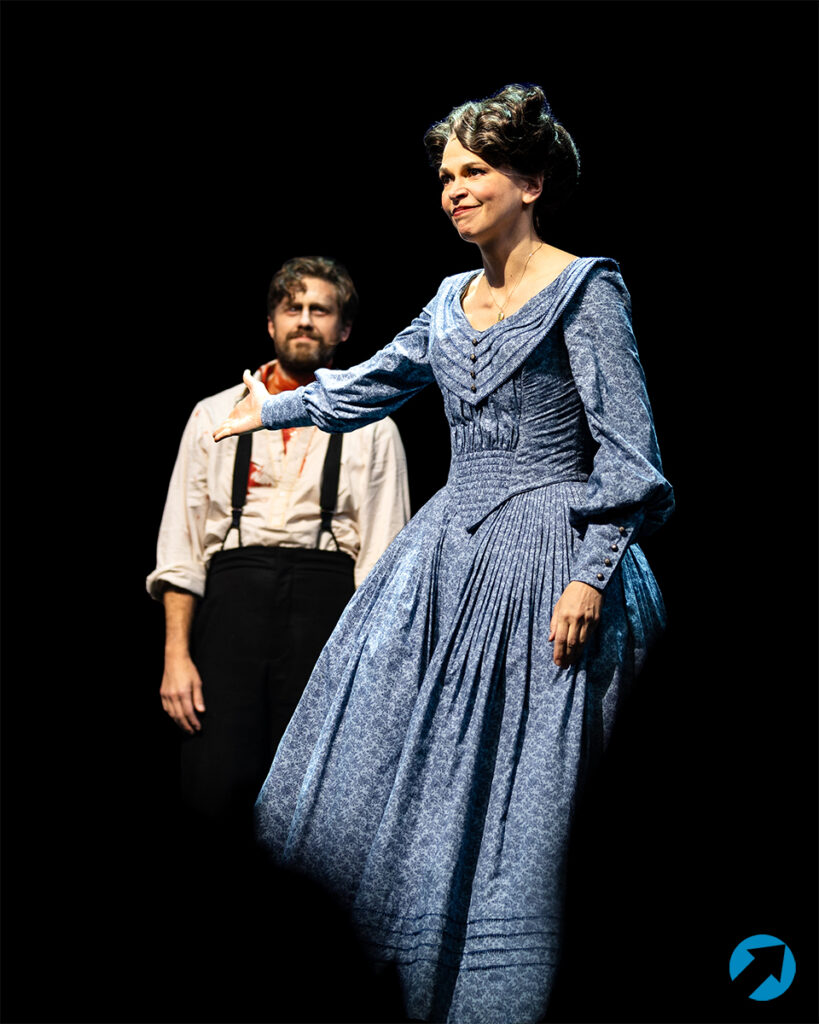 Aaron Tveit and Sutton Foster in Sweeney Todd. Photo by Angela of York for Broadway Direct.