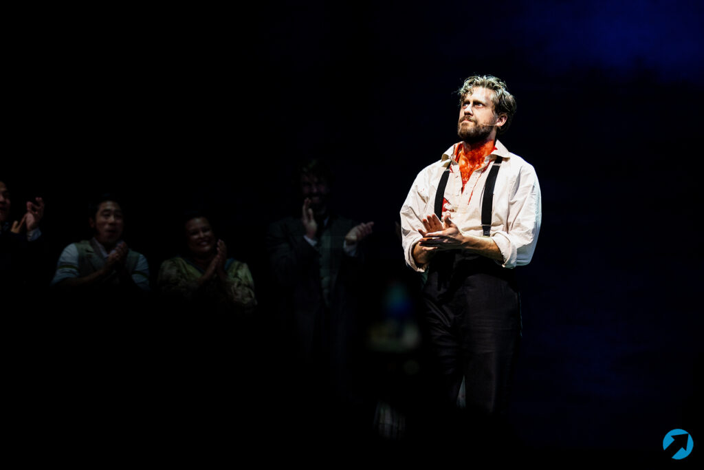 Aaron Tveit in Sweeney Todd. Photo by Angela of York for Broadway Direct.