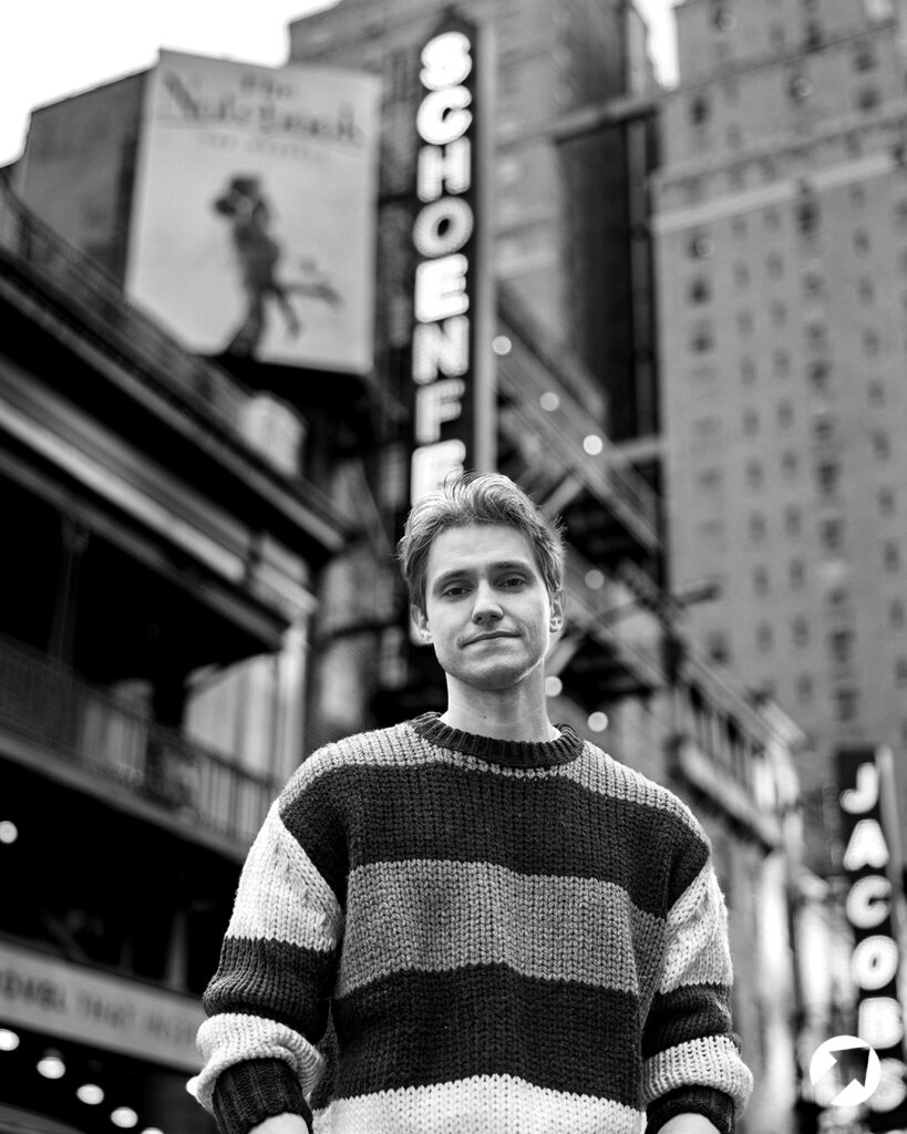 John Cardoza of The Notebook The Musical outside of the Gerald Schoenfeld Theatre. Photo by Angela of York) for Broadway Direct.