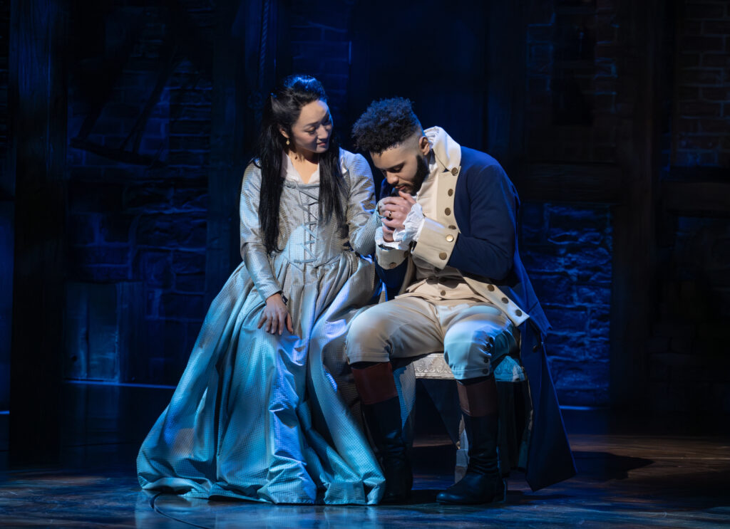 Stephanie Jae Park and Trey Curtis in Hamilton. Photo by Joan Marcus.