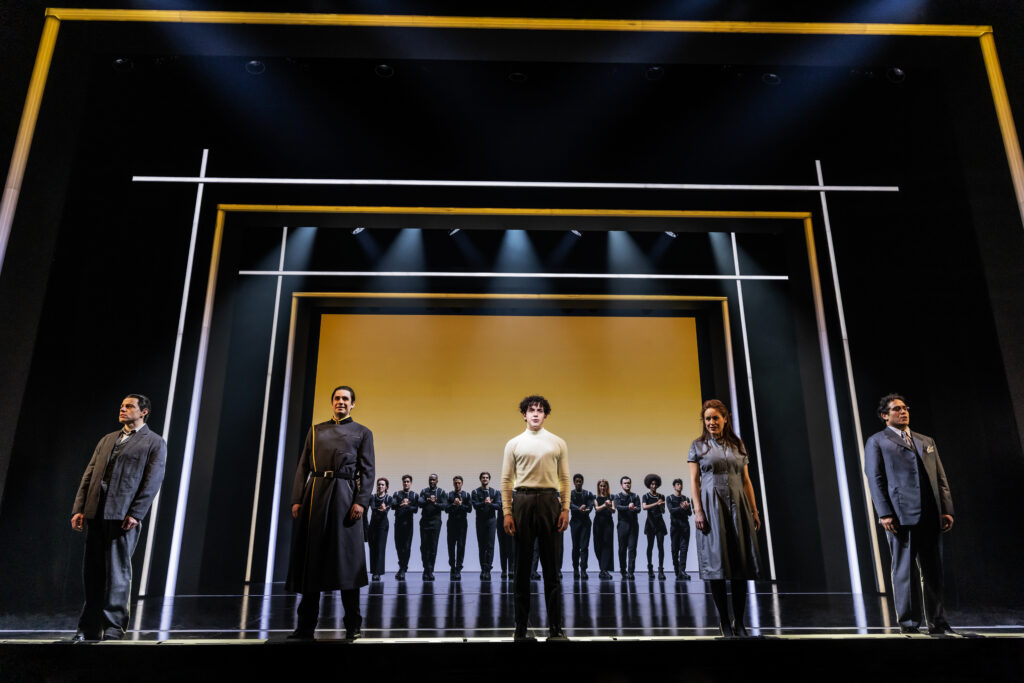 John Ambrosino, Bobby Conte, Ali Louis Bourzgui, Alison Luff, and Adam Jacobs in The Who's TOMMY. Photo by Matthew Murphy and Evan Zimmerman.