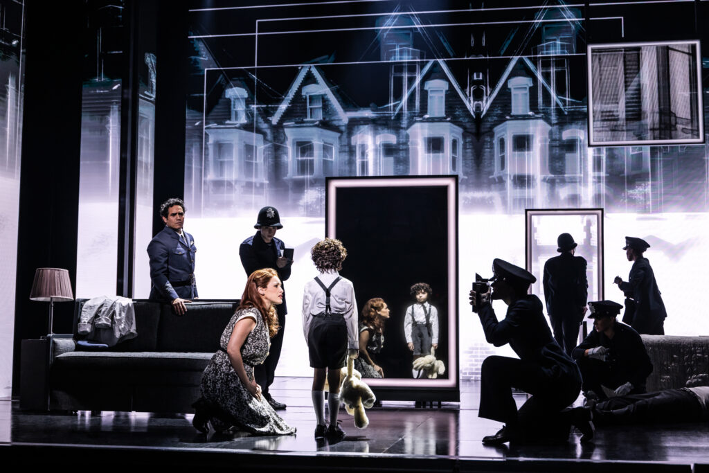 Adam Jacobs, Daniel Quadrino, Alison Luff, Olive Ross-Kline, and the cast of The Who's TOMMY. Photo by Matthew Murphy and Evan Zimmerman.