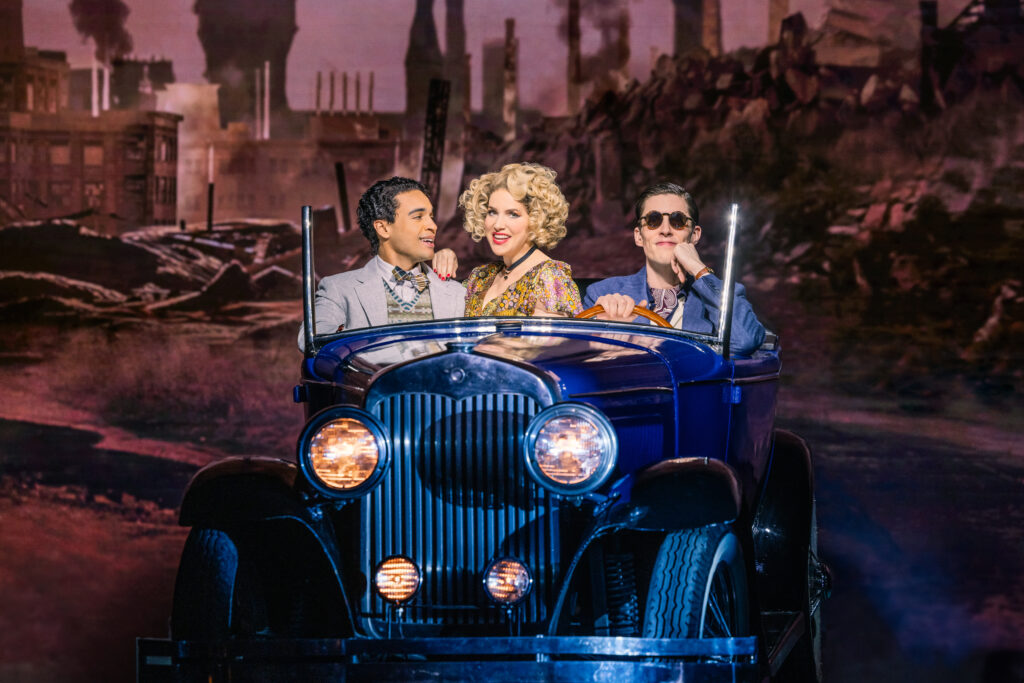 Noah J. Ricketts, Sara Chase, and John Zdrojeski in The Great Gatsby.