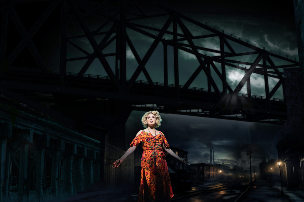 Sara Chase as Myrtle Wilson in The Great Gatsby.