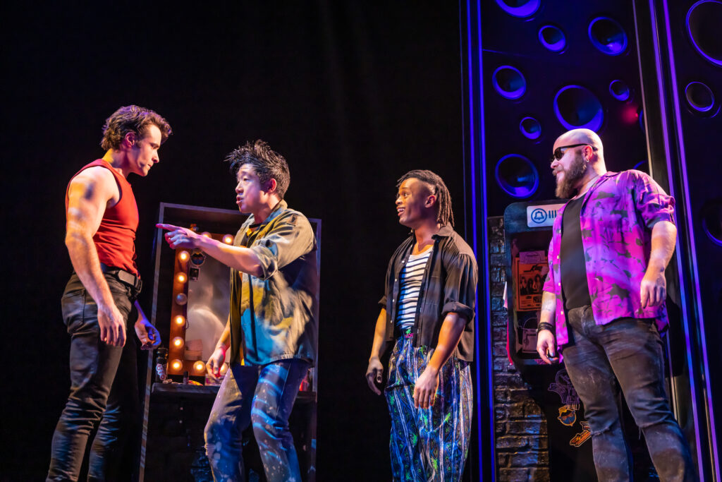 Corey Cott, Raymond J. Lee, John-Michael Lyles and F. Michael Haynie in The Heart of Rock and Roll.