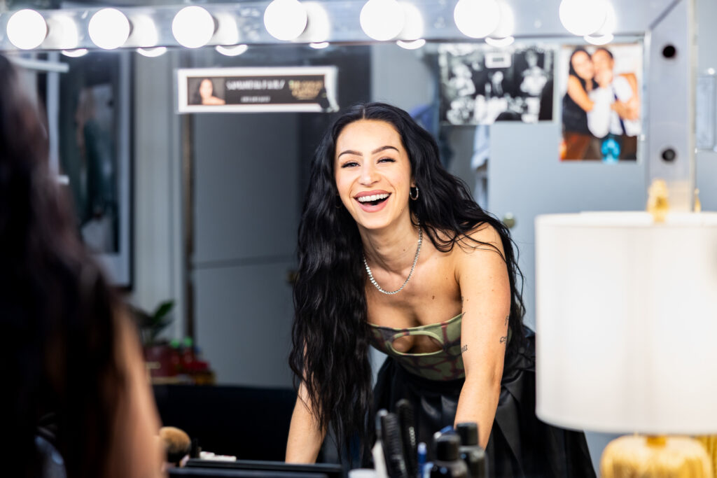 Samantha Pauly backstage at <i>The Great Gatsby</i>. Photo by Angela of York for Broadway Direct.