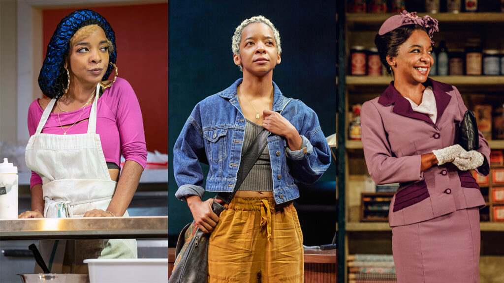 Kara Young in Clyde's, Cost of Living, and Purlie Victorious. Photos by Joan Marcus, Julieta Cervantes, and Marc J. Franklin.
