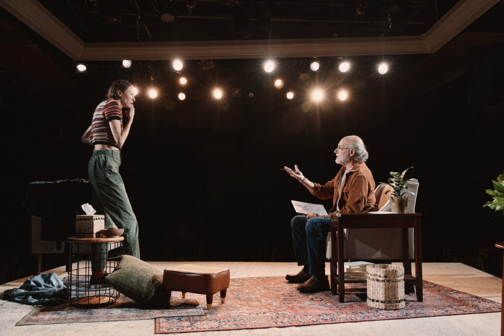 Sydney Lemmon and Peter Friedman in JOB at SoHo Playhouse. Photo by Emilio Madrid.
