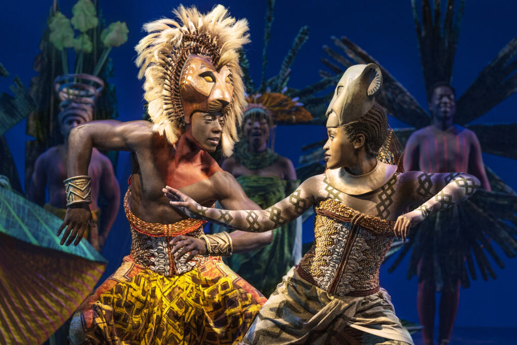 Brandon A. McCall as Simba and Pearl Khwezi as Nala in THE LION KING on Broadway. photo by Matthew Murphy @ Disney.