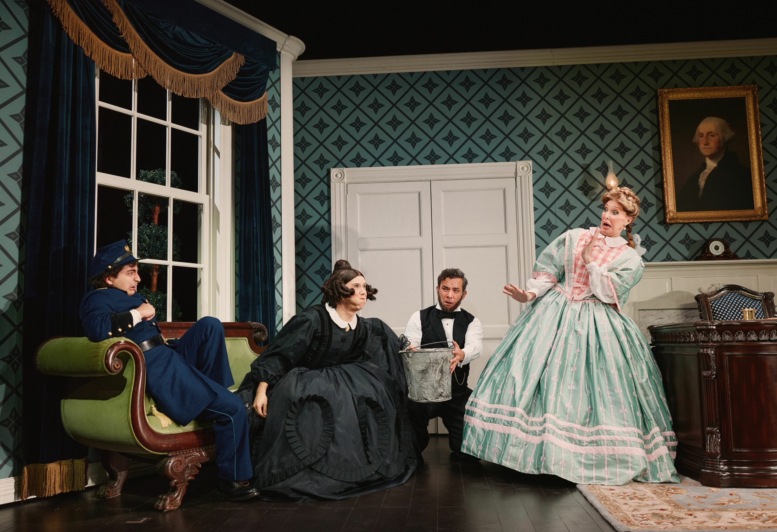 Tony Macht, Cole Escola, Conrad Ricamora, Bianca Leigh in Oh, Mary!. Photo by Emilio Madrid.