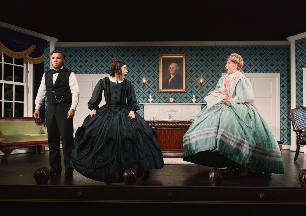 Conrad Ricamora, Cole Escola, and Bianca Leigh in Oh, Mary!. Photo by Emilio Madrid.