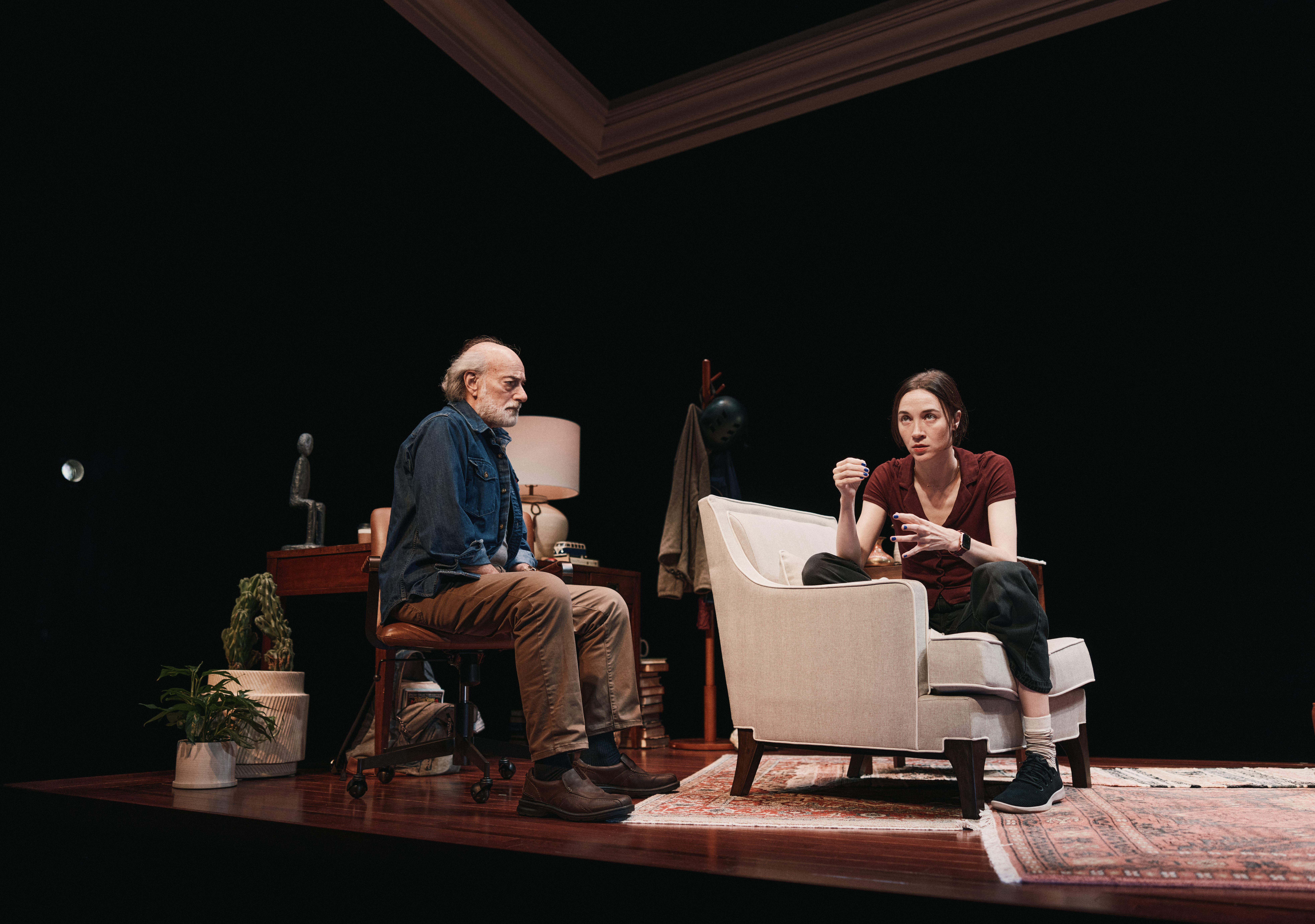 Peter Friedman (Loyd) and Sydney Lemmon (Jane) in JOB. Photo by Emilio Madrid.