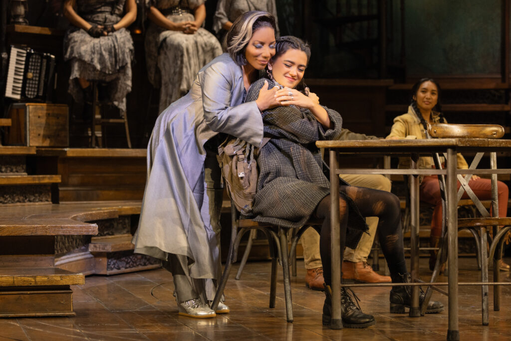 Stephanie Mills and Maia Reficco in <i>Hadestown</i>. Photo by Evan Zimmerman for MurphyMade.