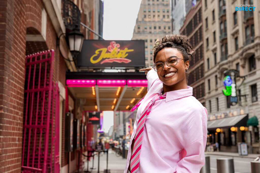 Maya Boyd outside the Stephen Sondheim Theatre. Photo by Angela of York for Broadway Direct.