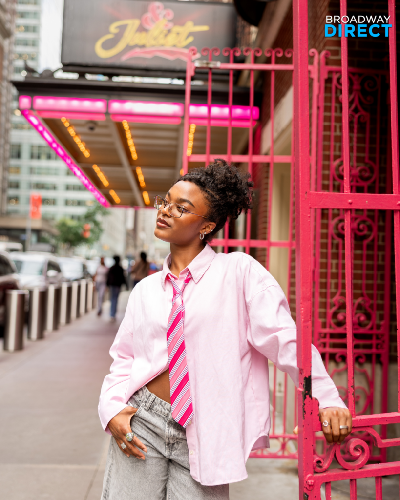 Maya Boyd outside the Stephen Sondheim Theatre. Photo by Angela of York for Broadway Direct.