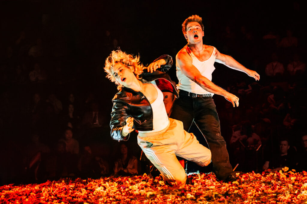 Tommy Dorfman and Kit Connor in Romeo + Juliet. Photo by Matthew Murphy and Evan Zimmerman.