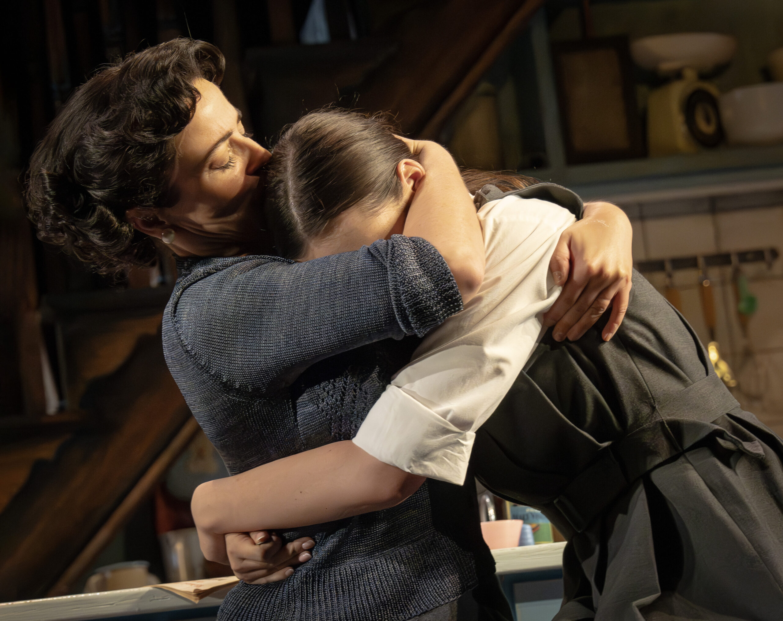 Two characters hugging