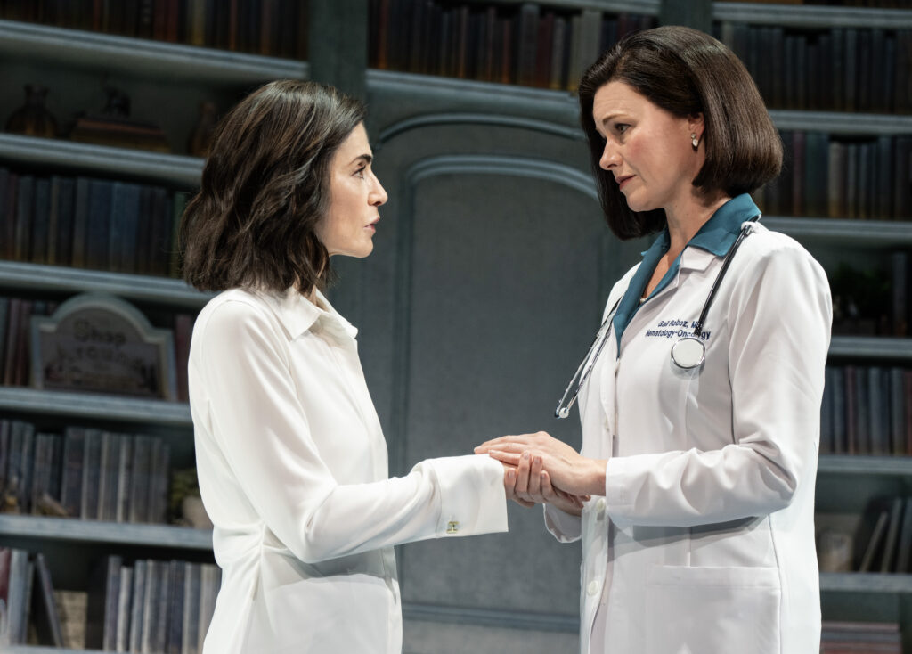 Julianna Margulies and Kate MacCluggage in Left on Tenth. Photo by Joan Marcus.