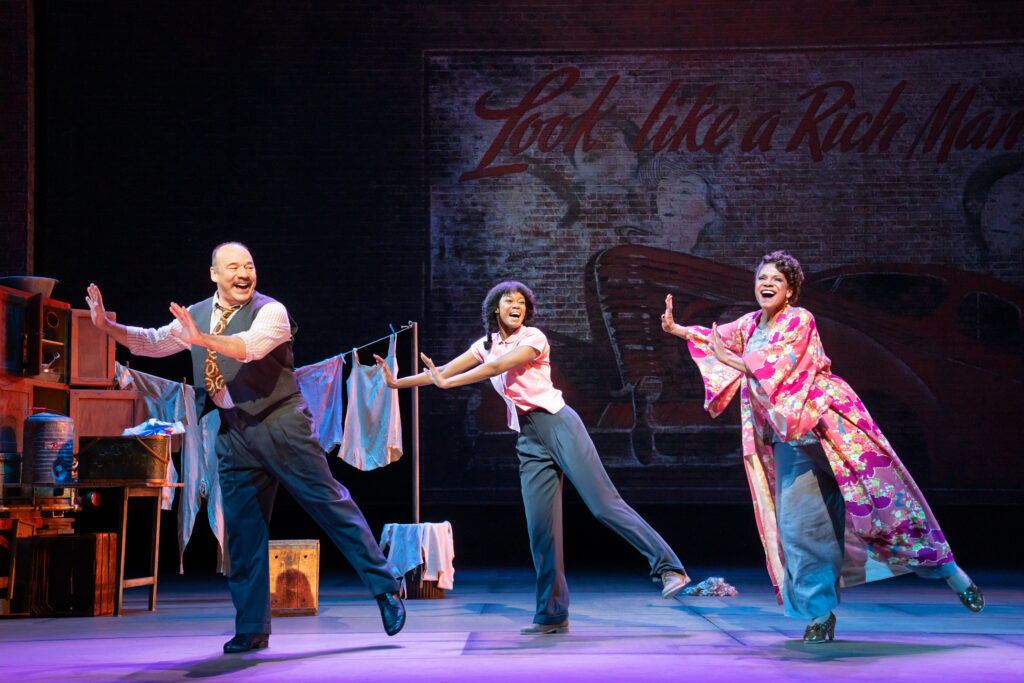 Danny Burstein, Joy Woods, and Audra McDonald in Gypsy. Photo by Julieta Cervantes.