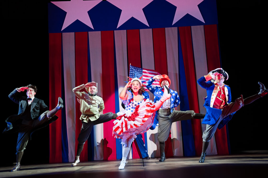 Zachary Daniel Jones, Tony d'Alelio, Jordan Tyson, Kevin Csolak, and Brendan Sheehan in Gypsy. Photo by Julieta Cervantes.