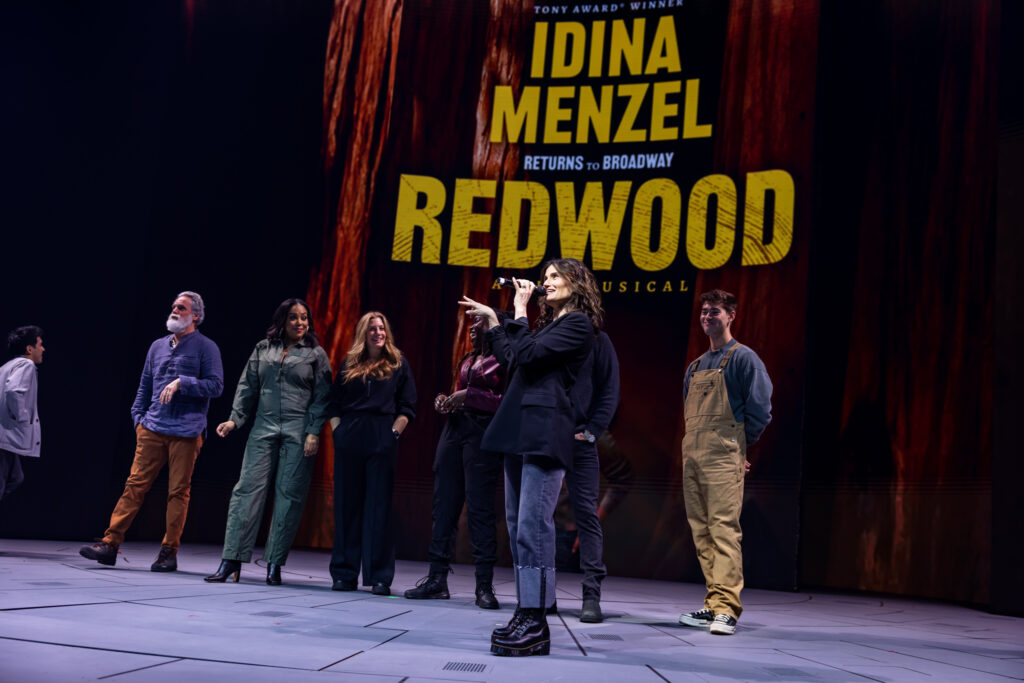 Idina Menzel and the cast of Redwood. Photo by Rebecca J Michelson for Broadway Direct.