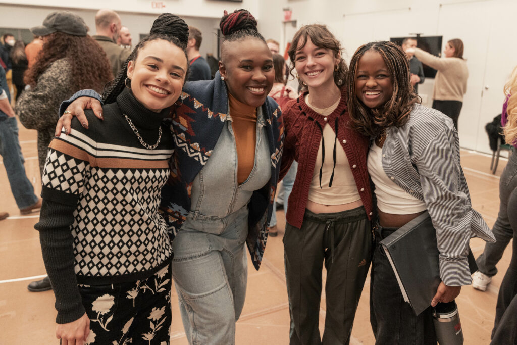 Gabrielle Nevaeh, Ta’Rea Campbell, Kelsey Anne Brown, and Ayana Cymone of Stranger Things: The First Shadow. Photo by Matthew Murphy.