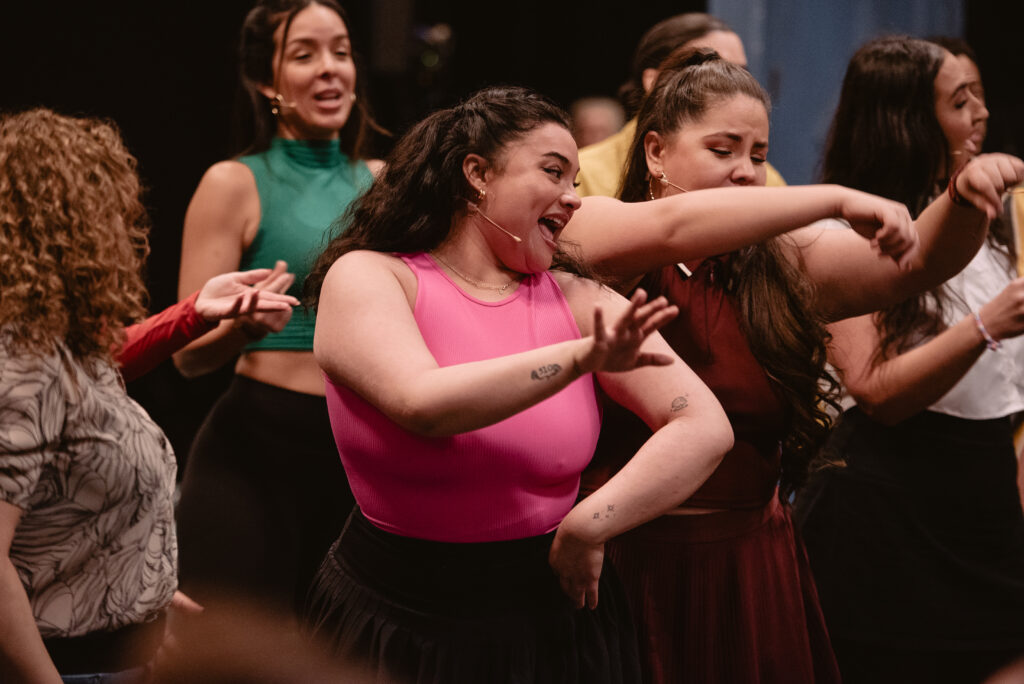 Tatianna Córdoba and Florencia Cuenca performing at the press day of Real Women Have Curves. Photo by Michaelah Reynolds.