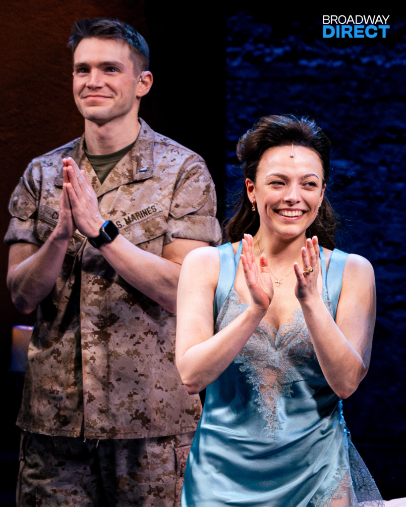 Andrew Burnap and Molly Osborne during the opening night curtain call of Othello. Photo by Angela of York for Broadway Direct.