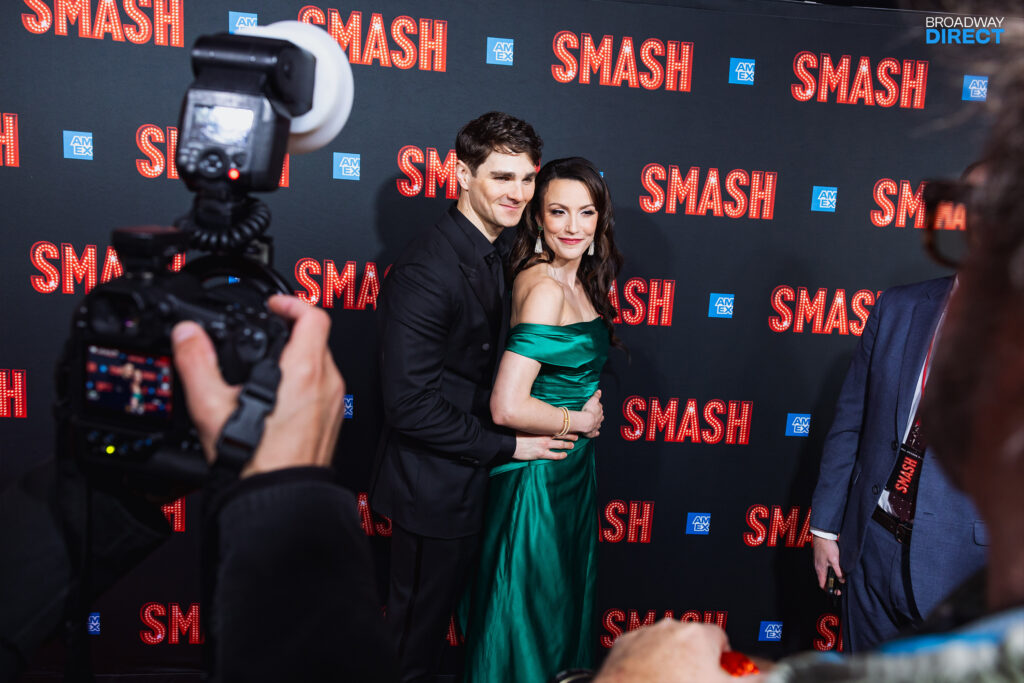 Caroline Bowman on the opening night of SMASH with husband Austin Colby. Photo by Rebecca J Michelson for Broadway Direct.