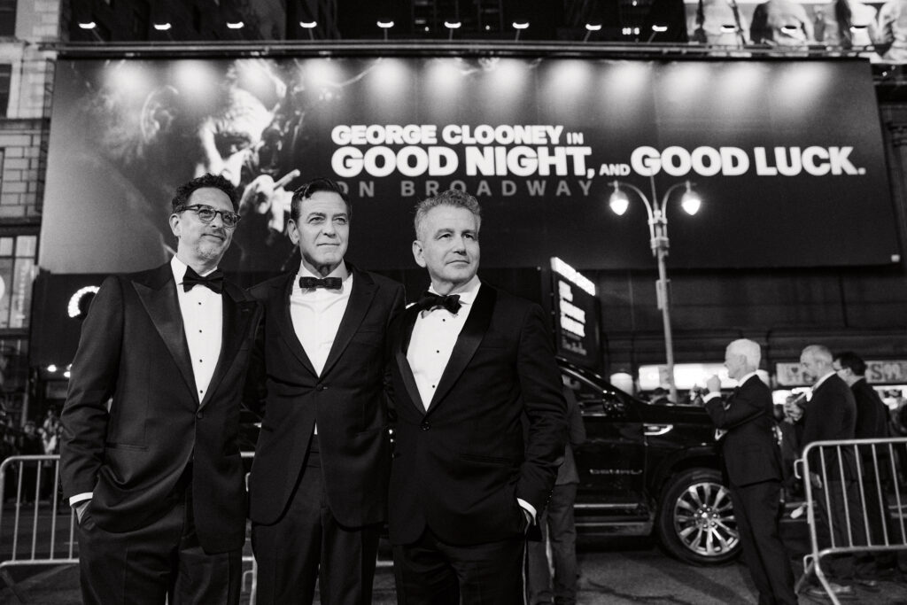Grant Heslov, George Clooney, and David Cromer of Good Night, and Good Luck. Photo by Emilio Madrid.