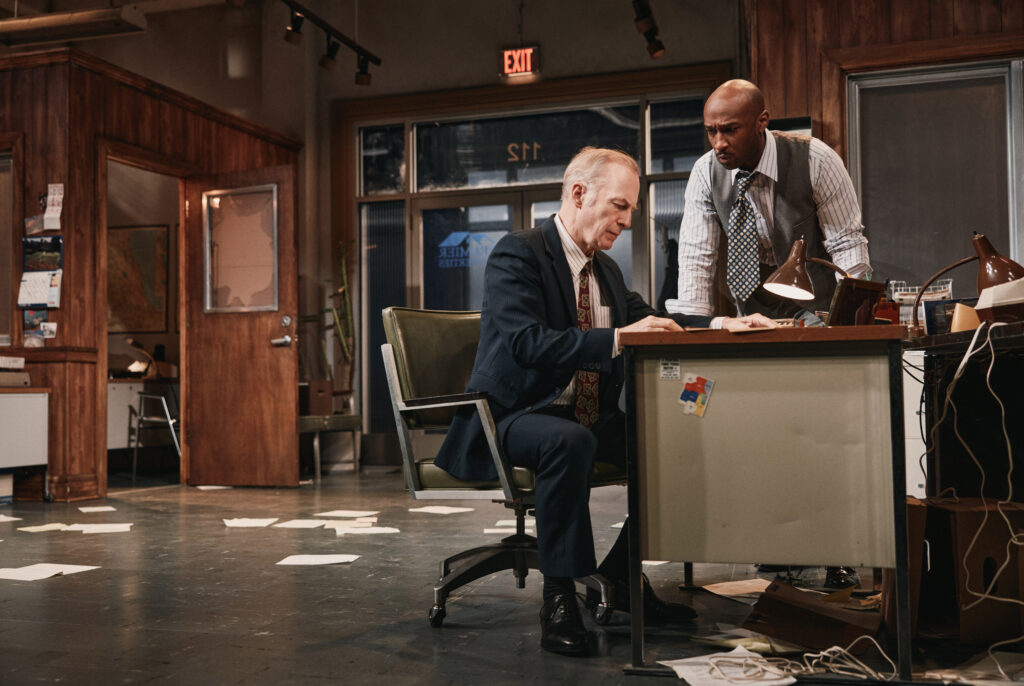 Bob Odenkirk and Donald Webber, Jr. in Glengarry Glen Ross. Photo by Emilio Madrid.