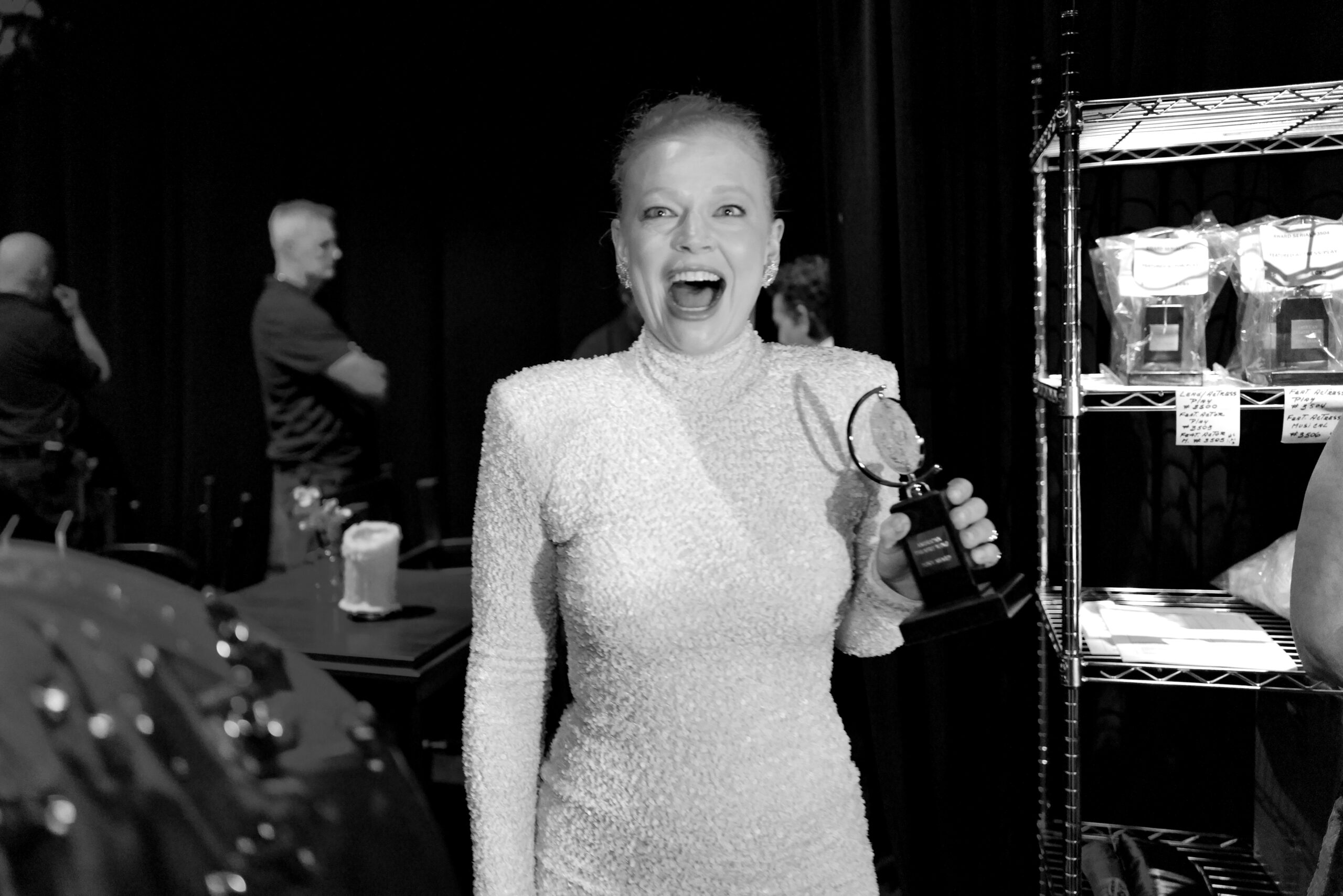 Sarah Snook poses with the Best Performance by an Actress in a Leading Role in a Play award during The 78th Annual Tony Awards at Radio City Music Hall. Photo by Jenny Anderson/Getty Images for Tony Awards Productions.
