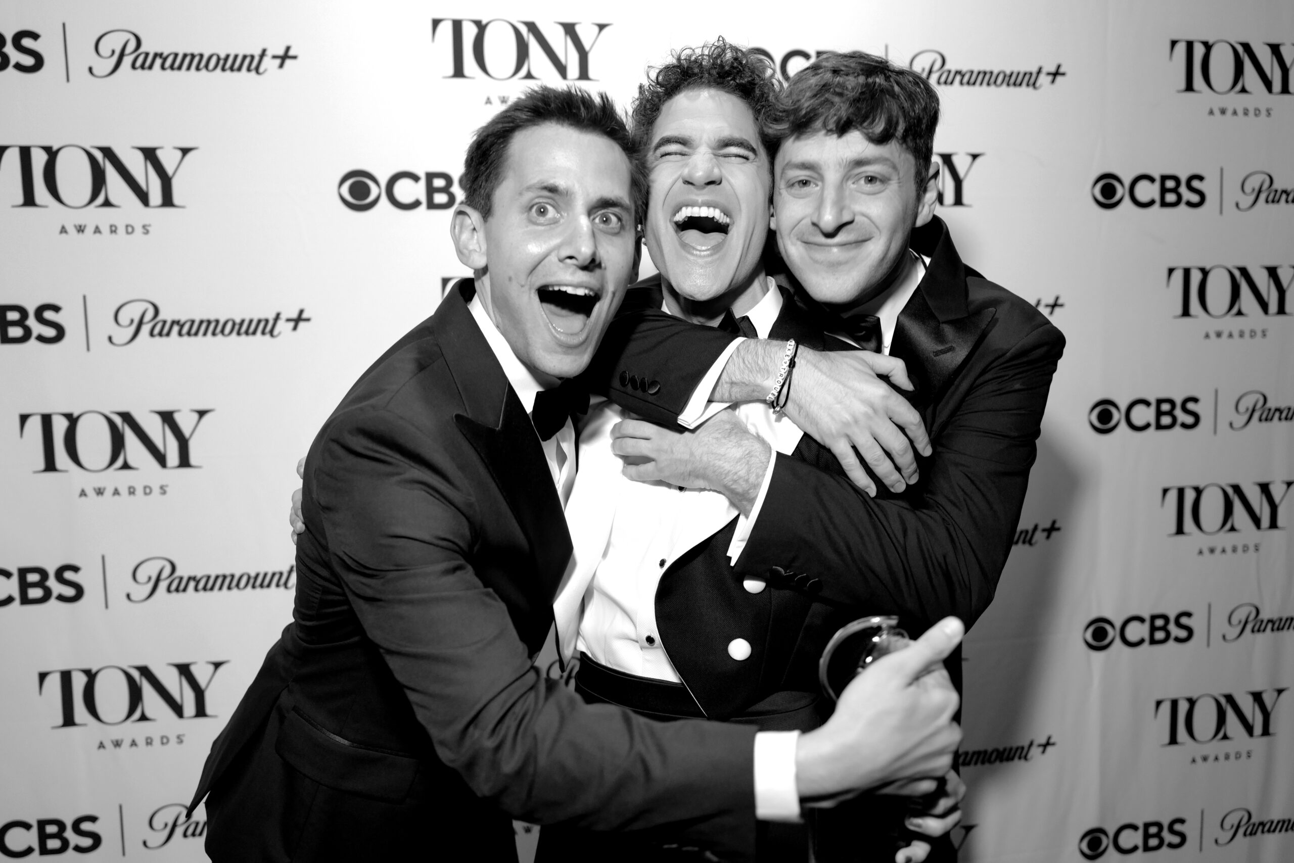 Benj Pasek, Darren Criss and Alex Edelman attend The 78th Annual Tony Awards at Radio City Music Hall. Photo by Jenny Anderson/Getty Images for Tony Awards Productions.