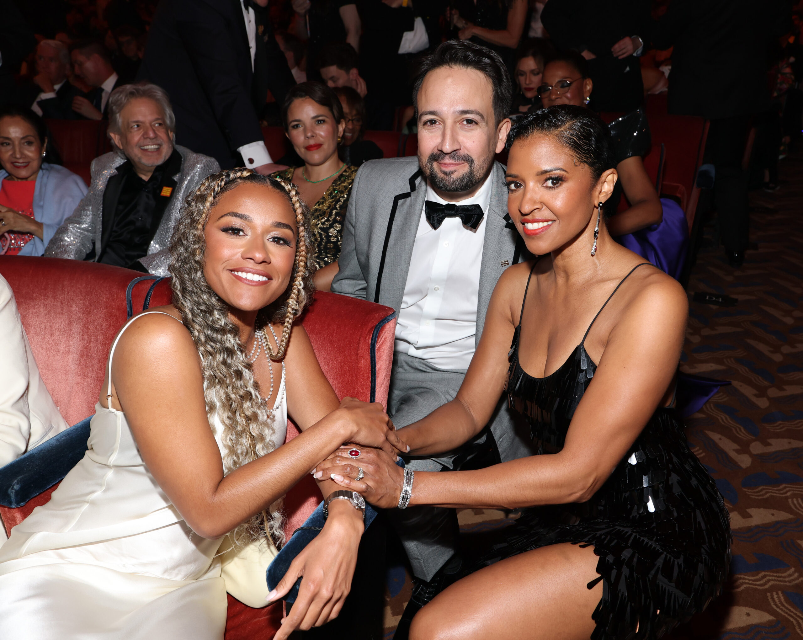 Ariana DeBose, Lin-Manuel Miranda and Renée Elise Goldsberry attend The 78th Annual Tony Awards at Radio City Music Hall. Photo by Jenny Anderson/Getty Images for Tony Awards Productions.
