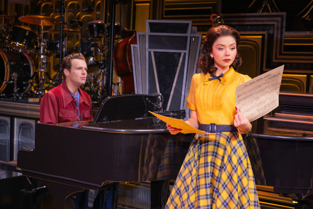 Sarah Hyland and Jonathan Groff in Just In Time. Photo by Matthew Murphy and Evan Zimmerman.