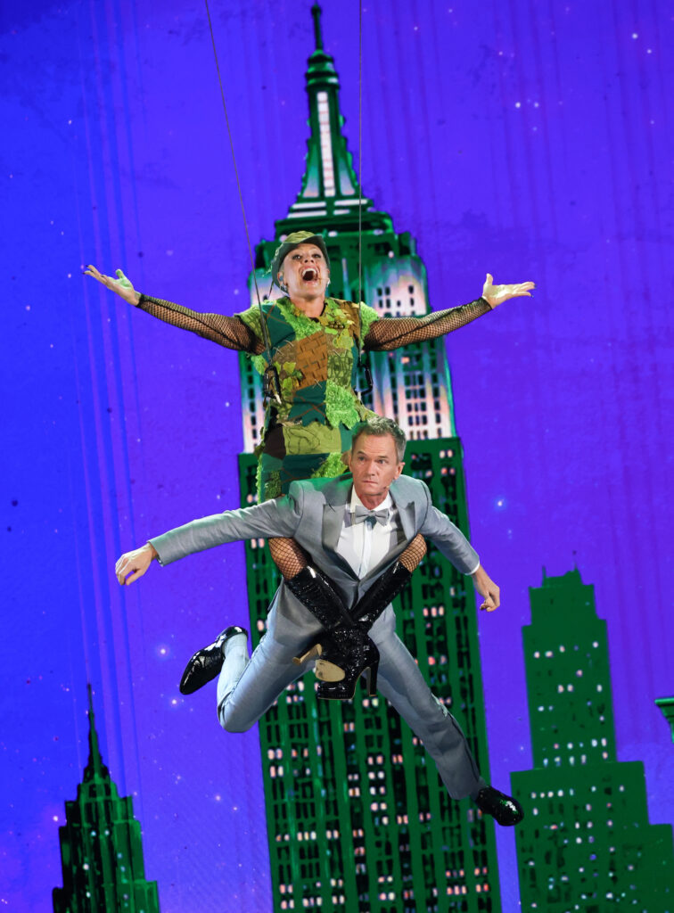 P!NK (top) and Neil Patrick Harris perform onstage during The 79th Annual Tony Awards. Photo by Kevin Mazur/Getty Images for Tony Awards Productions.